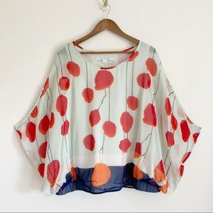 DIANE VON FURSTENBERG Robyn Silk Top Blouse Batwing